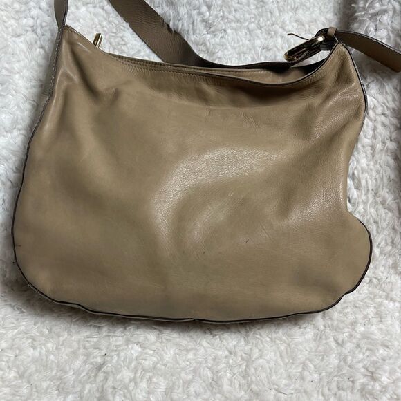 A.Bellucci leather khaki,taupe,burgundy &black stripes shoulder bag studs accent - Picture 8 of 16